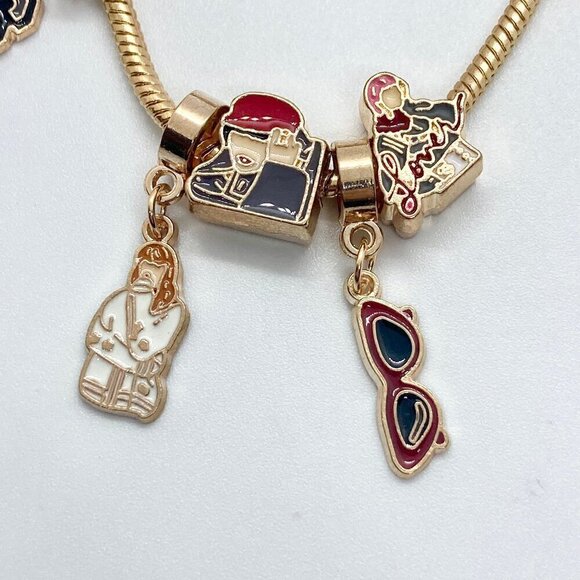 Taylor Swift Lover Gold Tone Snake Style Charm Bracelet - Picture 5 of 9